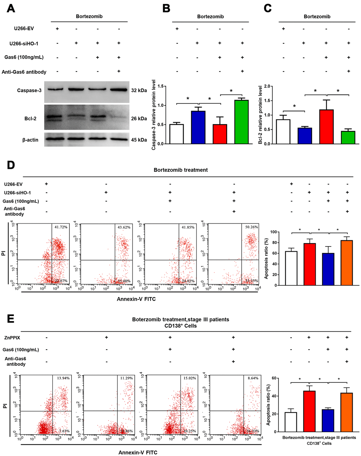 Heme Oxygenase 1 Inhibition Mediates Gas6 To Enhance Bortezomib