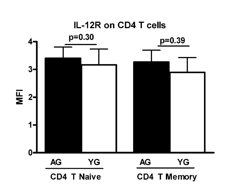 Expression of IL-12R is comparable on aged and young subjects