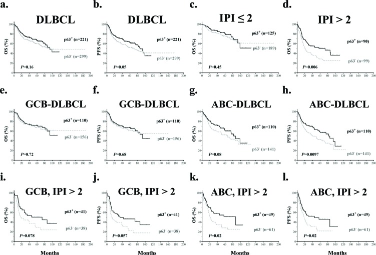 Prognostic analysis of p63 expression in DLBCL
