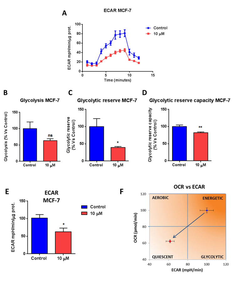 Bedaquiline greatly diminishes glycolysis in MCF7 breast cancer cells