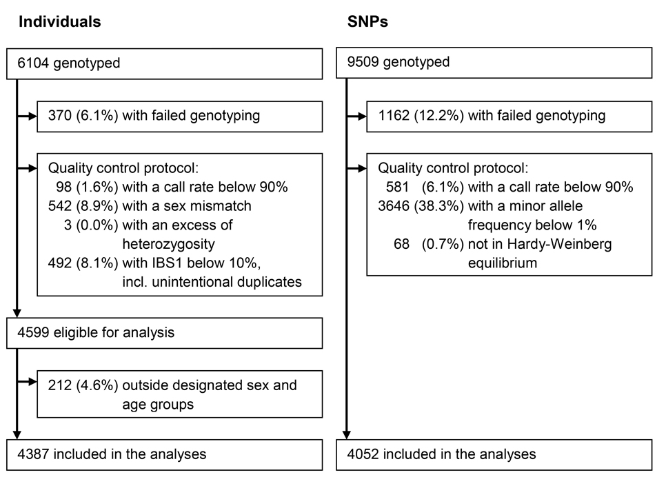 Summary of the exclusions and inclusions of individuals and SNPs