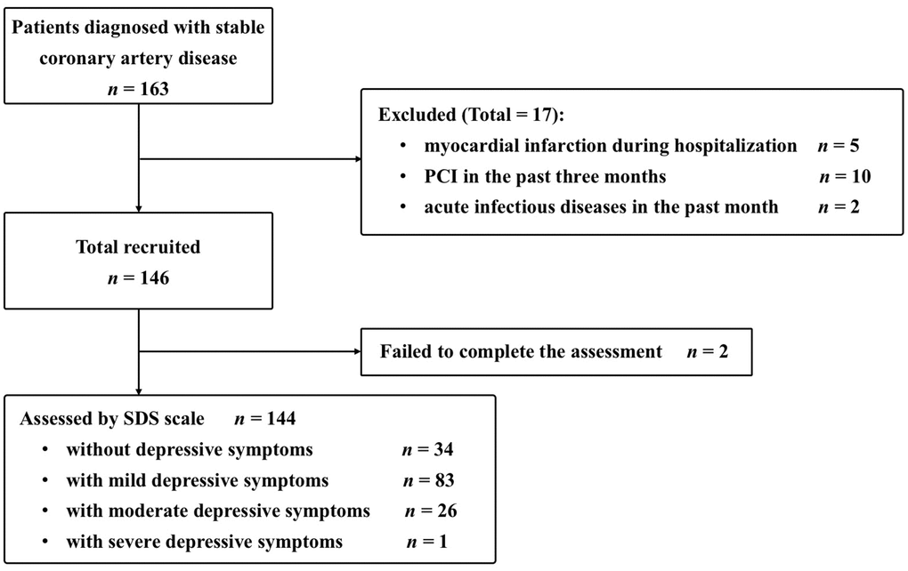 Inclusive cases. PCI, percutaneous coronary intervention; SDS, Self-Rating Depression Scale.